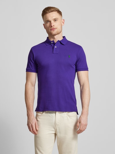 Polo Ralph Lauren Slim Fit Poloshirt mit Label-Stitching Lila 4