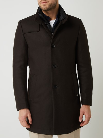 s.Oliver BLACK LABEL Lange jas met contrastbies Middenbruin - 4