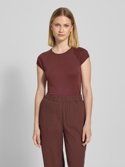 JAKE*S STUDIO WOMAN T-shirt met geribde ronde hals Roestrood - 4