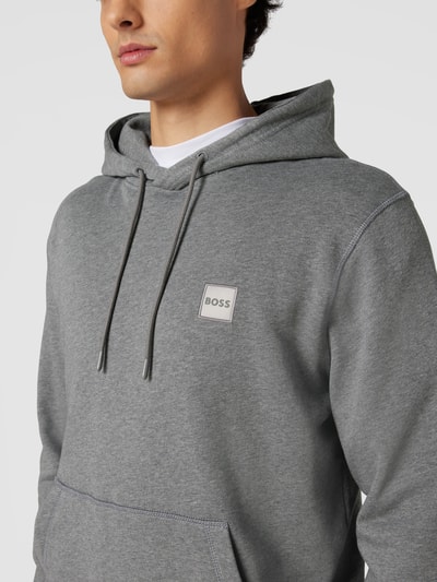 BOSS Orange Hoodie mit Label-Detail und Känguru-Tasche Modell 'WETALK' Mittelgrau 3