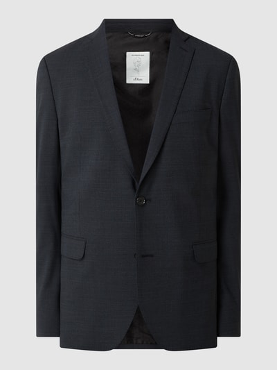 s.Oliver BLACK LABEL Slim fit 2-knoops colbert met stretch, model 's.Oultimate' Marineblauw - 2