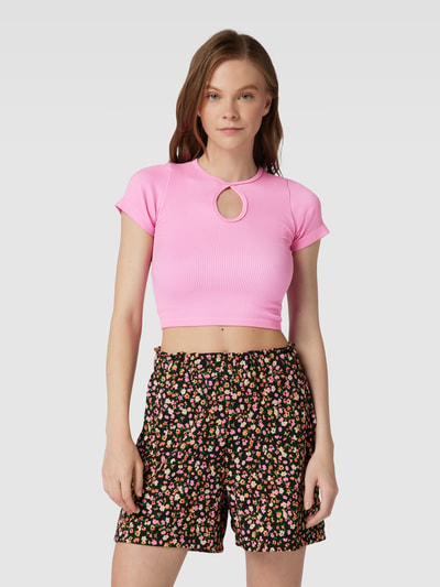 Only Crop T-Shirt mit Cut Out  Modell 'GWEN' Pink 4