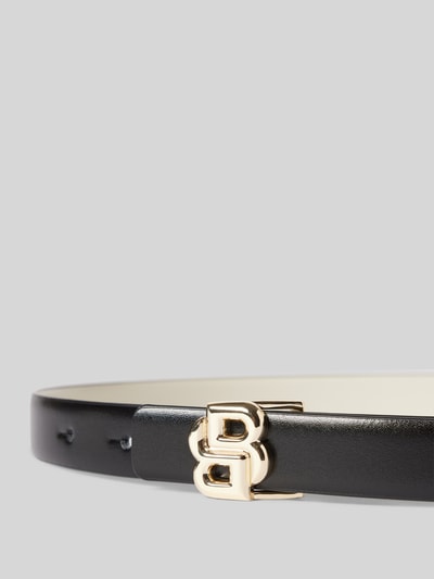 BOSS Riem van runderleer met labeldetail, model 'Icon' Zwart - 2