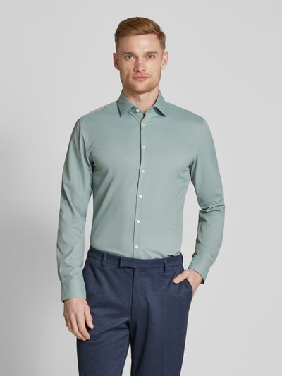 Jake*s Slim fit zakelijk overhemd met kentkraag Lichtgroen - 4