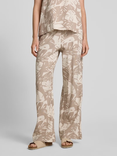 FREE/QUENT Wide leg stoffen broek met tunnelkoord, model 'Lavisco' Taupe - 4