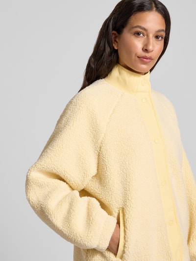 Jake*s Casual Fleecejacke mit Stehkragen und Eingrifftaschen Hellgelb 3