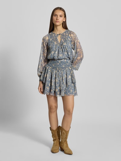 Pepe Jeans Ausgestellter Chiffon-Rock mit floralem Allover-Muster Modell 'LULA SKIRT' Rauchblau 1