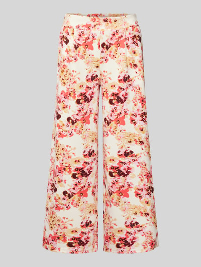 ICHI Spodnie materiałowe z szeroką, skróconą nogawką model ‘Kate’ Koralowy 2