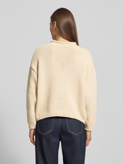 MANGO Strickpullover mit gerippten Abschlüssen Modell 'TRENZAS' Offwhite 5