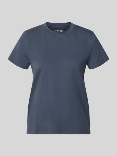 Produktfoto, Regular Fit Pyjama-Shirt aus katoenmix van Schiesser, dames pyjama-shirt in donkerblauw met ronde hals en korte mouwen