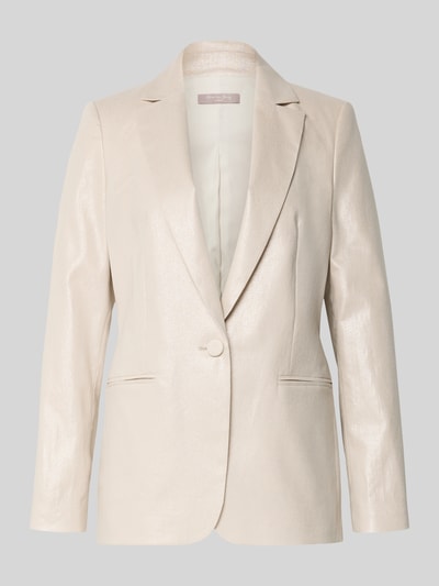 Produktfoto, Regular Fit Blazer aus Leinen-Mix von Christian Berg Cocktail, mieszanka lnu i bawełny, krój regular fit, kołnierz z połami, kieszenie z wypustkami, zapięcie na guzik, długość tyłu w rozmiarze 36: 68 cm, jasny beż, gładka tekstura, prostokątny kształt