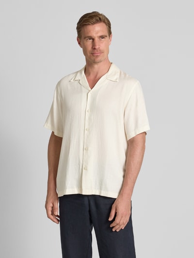 SELECTED HOMME Regular fit vrijetijdsoverhemd van een mix van lyocell en linnen, model 'REGNOA' Offwhite - 4