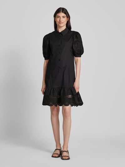 Liu Jo White Knielanges Hemdblusenkleid mit Volants Black 1