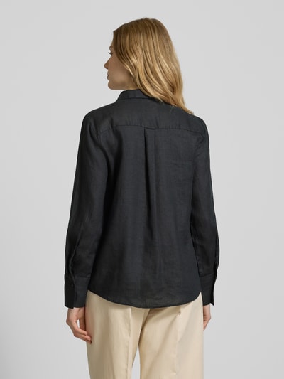 MANGO Regular Fit Leinenbluse mit Hemdblusenkragen Black 5