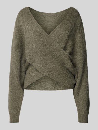 MSCH Copenhagen Sweter z dzianiny w kopertowym stylu model ‘Zinelle’ Trzcinowy 2