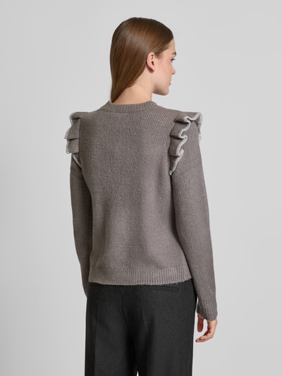 Vila Strickpullover mit Rüschen Modell 'NANZYL' Mittelgrau 5