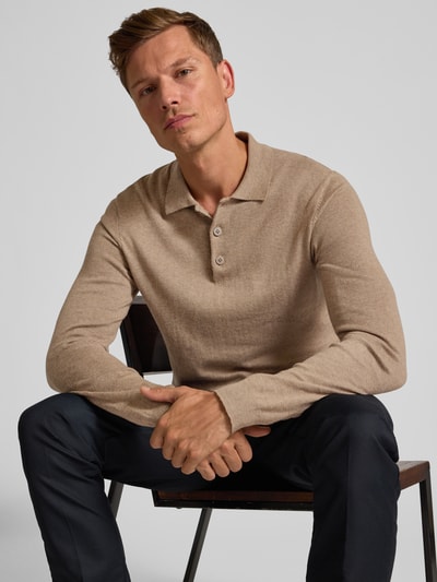 Casual Friday Gebreide pullover met kasjmier en polokraag, model 'FRODE' Beige - 3