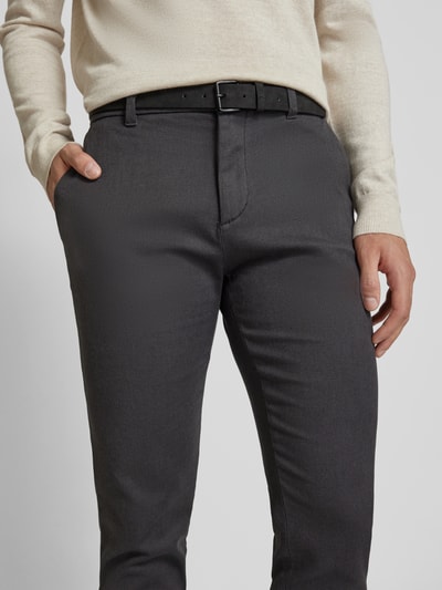 Tom Tailor Slim leg chino met riem  Donkergrijs - 3