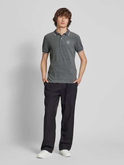 Blend Regular fit poloshirt met ribboorden, model 'NATE' Donkergrijs - 1