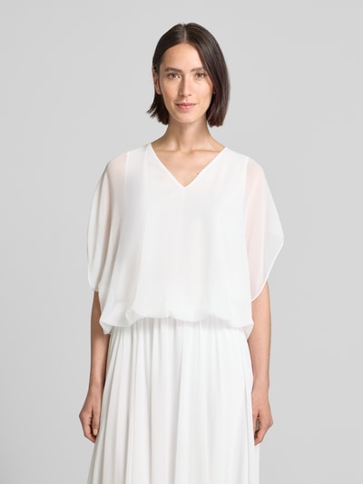 Vera Mont Top bluzkowy o kroju relaxed fit z dekoltem w serek Biały 4