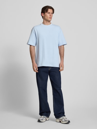 HUGO Blue Relaxed Fit T-Shirt aus Baumwoll-Mix Modell 'NUWAFFLE' Hellblau 1