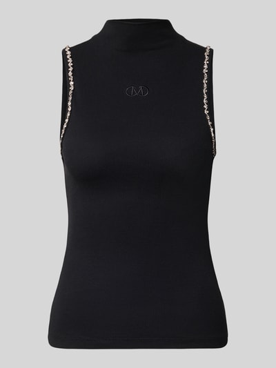 Produktfoto, Slim Fit Top aus mieszanka bawełny od Cph Muse z obszyciem ozdobnymi kamieniami, wyhaftowanym logo, długość tyłu w rozmiarze S: 55 cm