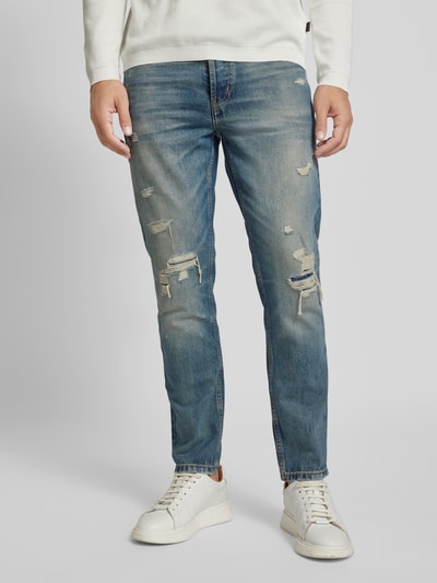 HUGO Straight leg jeans in destroyed-look, model 'HUGO 634' Rookblauw - 4