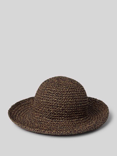 Someday Strohhut mit Lochstickerei Dunkelbraun 1