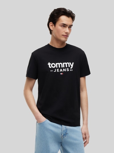 Tommy Jeans relaxed fit T-shirt van puur katoen met labelopschrift Zwart - 4