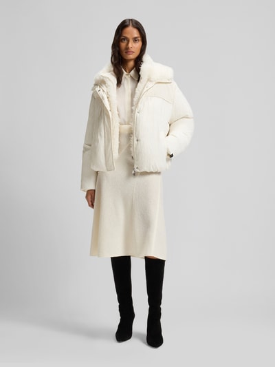 BOSS Regular fit gewatteerd jack met inzetten van jacquard, model 'PEXIA' Offwhite - 1