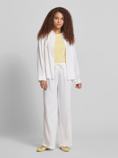 ONLY Relaxed Fit Leinenbluse mit Hemdblusenkragen Modell 'GOA' Weiss 1
