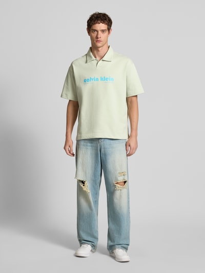 Calvin Klein Jeans Relaxed Fit Poloshirt mit Label-Print Mint 1