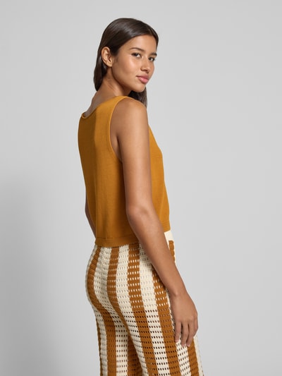 INFLUENCER'S CHOICE BY P&C* Top z dzianiny z dekoltem w łódkę Camel 5