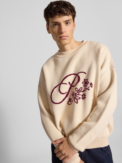 PROHIBITED Oversized Strickpullover mit gerippten Abschlüssen Ecru 3