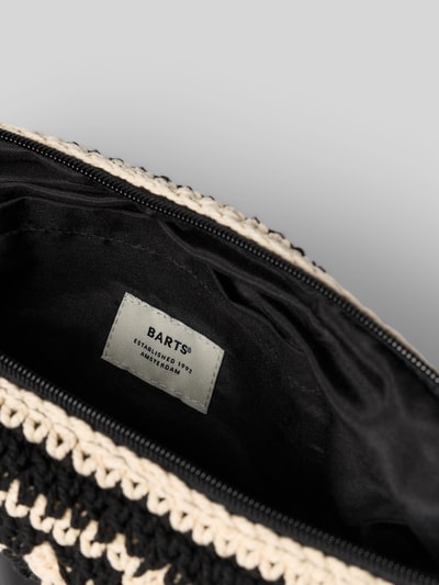 Produktfoto, Bauchtasche mit Label-Detail Modell 'Wanderes Bumbag' von Barts aus reiner Baumwolle, schwarz-beige, sichtbares Reißverschlussfach