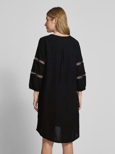 FREE/QUENT Knielange linnen jurk van een mix van linnen en viscose, model 'Laluna' Zwart - 5