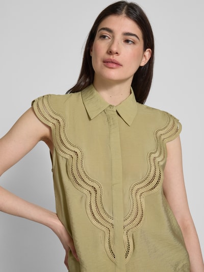 Copenhagen Muse Slim Fit Blusenshirt mit Kentkragen Modell 'COLE' Khaki 3