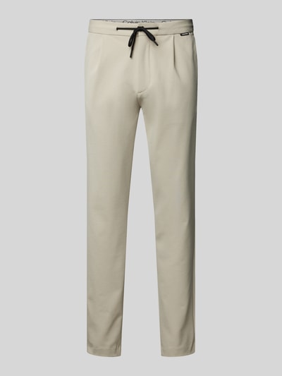 CK Calvin Klein Tapered fit broek met bandplooien Zand - 2