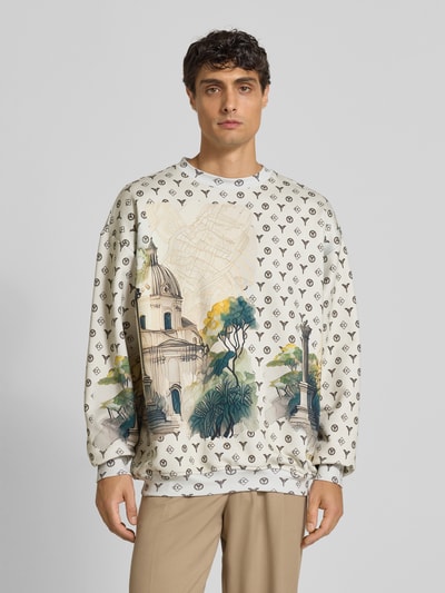 CARLO COLUCCI Oversized Sweatshirt mit gerippten Abschlüssen Offwhite 4