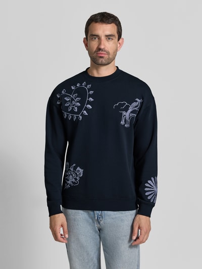 Scotch & Soda sweatshirt met stitchings model 'DELFTS BLAUW' Marineblauw - 4
