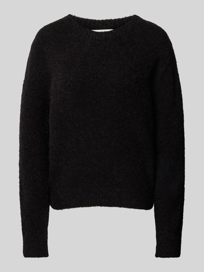 Marc O'Polo Sweter o kroju regular fit z bouclé z mieszanki żywej wełny i wełny z alpaki Czarny 2