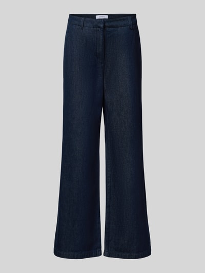 Produktfoto, Wide Leg Jeans mit Lyocell-Anteil von COMMA aus dunkelblauem Baumwoll-Lyocell-Mix mit angedeuteten Taschen, glatte Textur