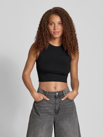 Only Top krótki o kroju slim fit z mieszanki bawełny model ‘VELA’ Czarny 4