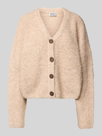 JAKE*S STUDIO WOMAN Strickjacke in Bouclé-Optik mit V-Ausschnitt Sand 2