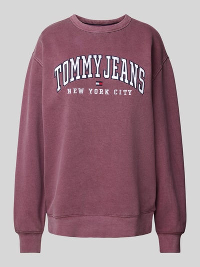 Tommy Jeans Sweatshirt mit Label-Stitching Modell 'VARSITY CREW' Hellrot 2