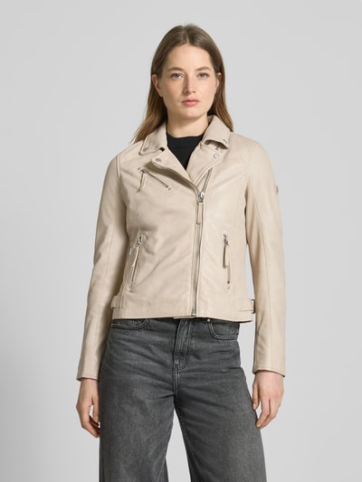 MAURITIUS Lederjacke mit Reißverschlusstaschen Offwhite 4