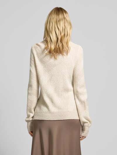 Vila Strickpullover mit gerippten Abschlüssen Modell 'PINNA' Beige 5