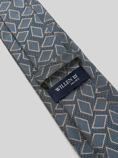 Produktfoto, Krawatte aus Seide im Allover-Look (7,5 cm) von Willen, klasyczna forma, wzór na całej powierzchni, detal z logo, szerokie 8 cm