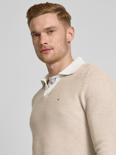 Christian Berg Men Strickpullover mit V-Ausschnitt Offwhite 3