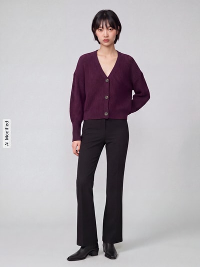 VERO MODA Oversized Strickjacke mit V-Ausschnitt Modell 'LEA' Dunkelrot 1